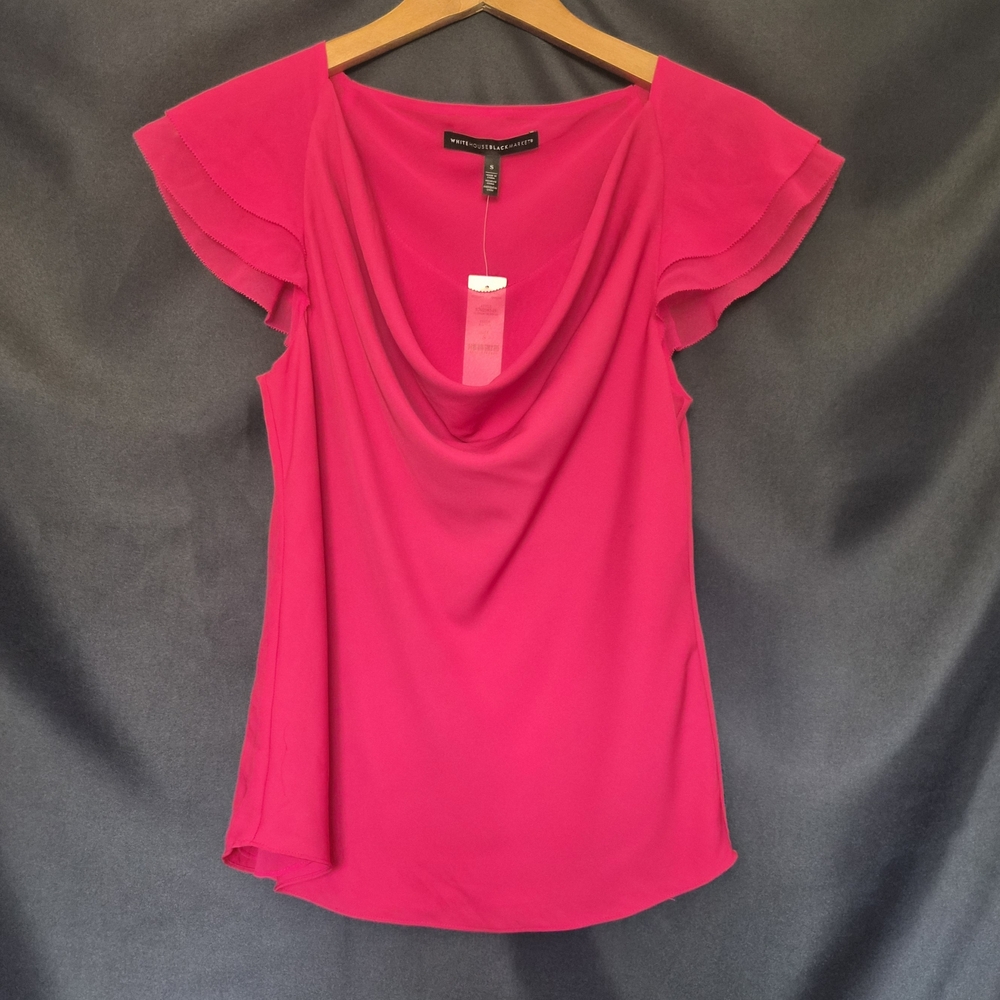 White House Black Market Fuchsia Flutter Sleeve Blouse